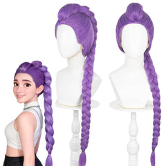 AD ADASTONE long purple clip-in ponytail wig with braid, instant volume for cosplay.