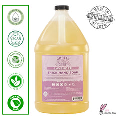 Close-up of Adams Handmade Soap thick castile liquid hand soap highlighting concentrated cleanliness.