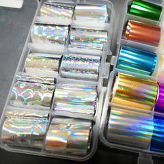 AddFavor foil on nails close-up showing metallic finish for glamorous manicures.