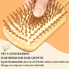 Adevwair bamboo brush showing round-tip bristles for gentle scalp contact.