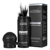 Adglamful fibras capilares en botella para cobertura rápida del cabello.