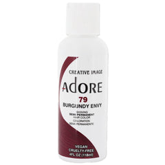 Adore Burgundy Envy hair dye bottle shows premium color for rich, salon-ready results.