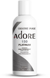 Adore platinum hair color 150 bottle close-up with vibrant, long-lasting semi-permanent dye.