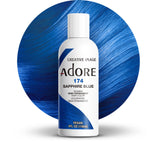 Adore Sapphire Blue dye bottle close-up showing bold color preparation