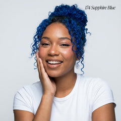 Adore Sapphire Blue hair application demonstrates easy at-home use