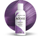 Adore Lavender bottle shows vibrant color for bold at-home results.