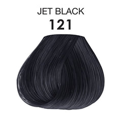 Adore jet-black dye on hair showing rich coverage and salon-like finish