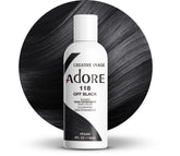 Adore off-black semi-permanent color bottle showing rich pigment for smooth coverage.