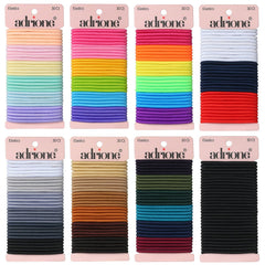 ADRIONE colorful hair ties bulk pack; front view shows variety for versatile styling.
