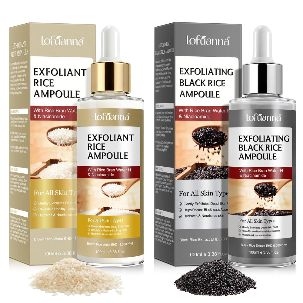 ADSBJUX Exfoliante de arroz negro: botella en primer plano para exfoliación suave facial.