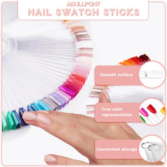 ADULLPONY transparent swatch sticks with smooth surface resist streaking during polish testing.