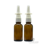 ADVANCED ASCENT amber glass bottle with nasal sprayer protects saline solutions from UV light.