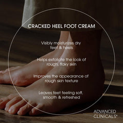 Aplicación en talón con Advanced Clinicals crema suave para pies.