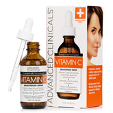 Advanced Clinicals Brightening Serum con botella volcada para un look más luminoso.