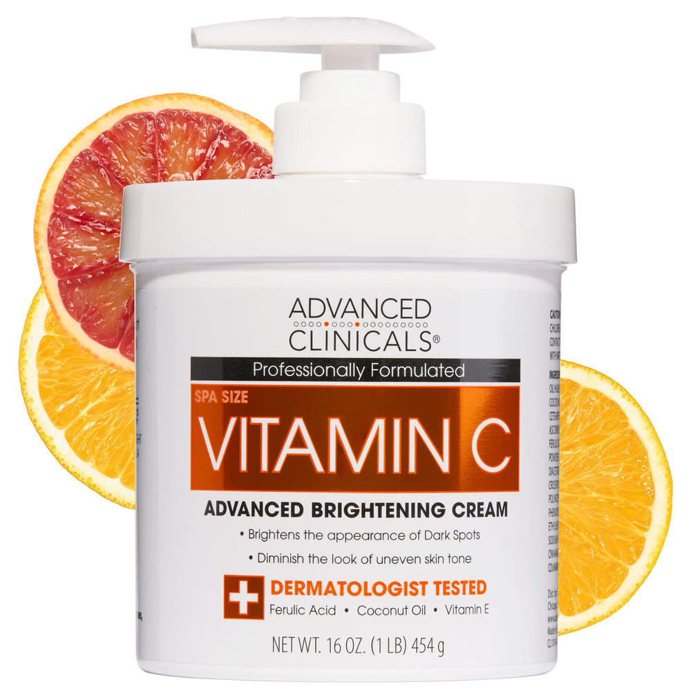 Advanced Clinicals crema vitamina C para el cuerpo, envase visible y hidratación suave.