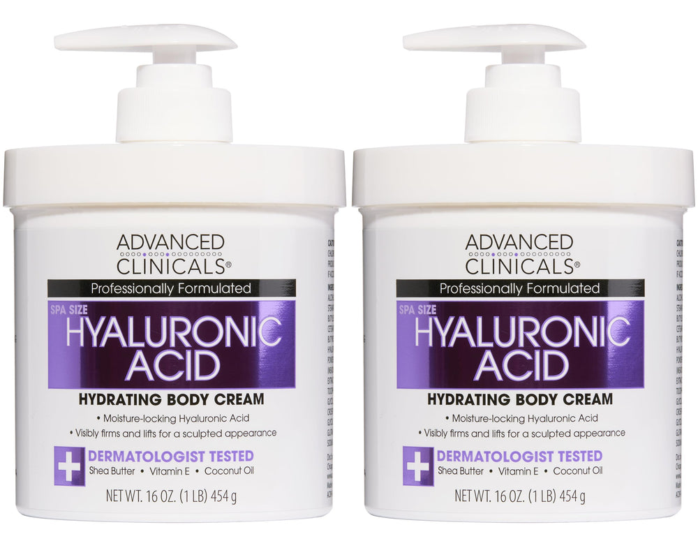Advanced Clinicals hyaluronic acid moisturizer 2-pack bottle hydrates dry skin