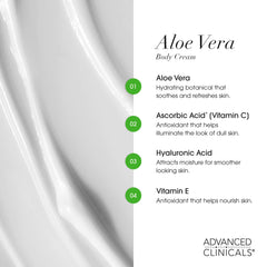Escena de cuidado corporal con Advanced Clinicals Aloe Vera Loción