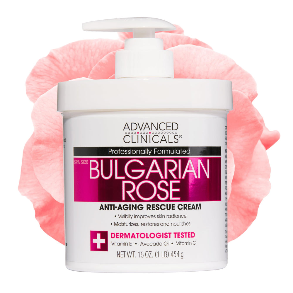 Loción de rosa bulgara Advanced Clinicals en frasco, hidratación profunda para la piel