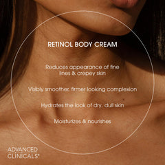 Advanced Clinicals retinol body cream being applied as daily moisturizer