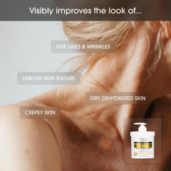 Advanced Clinicals Retinol body cream on skin demonstrates smoother texture.