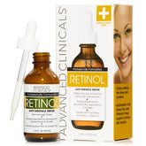 Advanced Clinicals Retinol Serum, botella visible, puede ayudar a una piel más firme.