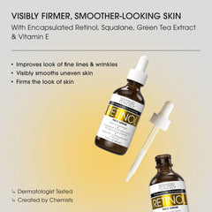 Advanced Clinicals Retinol Serum, textura láctea suave para hidratación.