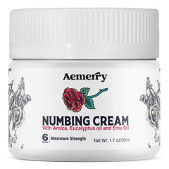 Aemerry Numbing Cream Maximum Strength tube shown for quick relief.