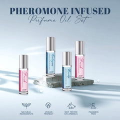 Aeshory pheromone perfume on neck and wrist for a subtle, long-lasting scent.