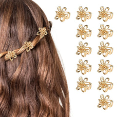 Aesnoun clips flor dorada mini con brillo suave para uso diario