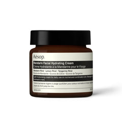 Aesop Mandarin Facial Hydrating Cream bottle close-up, cooling citrus blend for balanced skin.