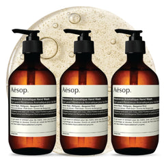 Aesop Reverence Exfoliating Hand Wash bottle and 500 mL size for daily use