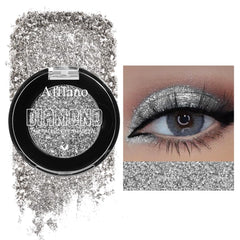 Afflano Silver Glitter Eyeshadow palette with bold, radiant gray-silver tones for dramatic looks