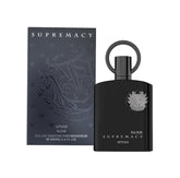 Afnan Supremacy Noir bottle front shows bold style for confident evenings