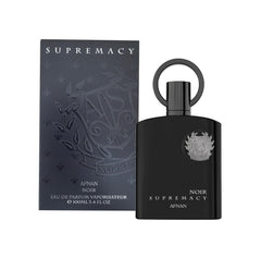 Afnan Supremacy Noir bottle front shows bold style for confident evenings