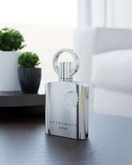 Afnan Supremacy Silver packaging box highlights brand quality and luxury presentation.