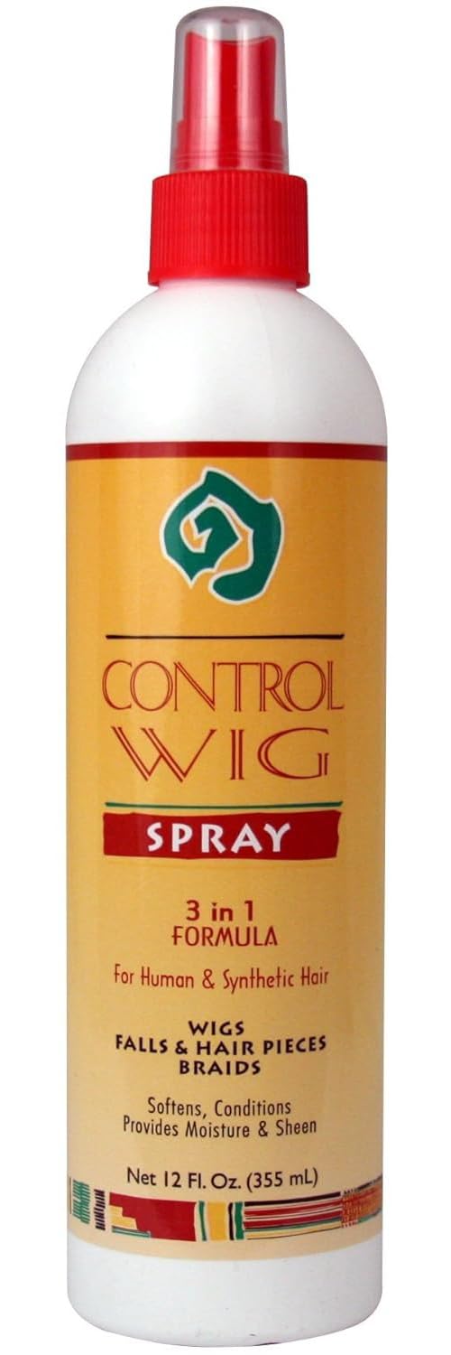 African Essence Control Wig Spray 12oz bottle for everyday wig styling and maintenance.