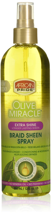 African Pride Braid Sheen Extra Spray bottle for smooth shiny hair