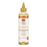 African Pride Moisture Miracle: botella de aceites esenciales para hidratación capilar.
