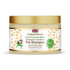 African Pride Moisture Miracle pre-shampoo detangler bottle with aloe for smoother detangling