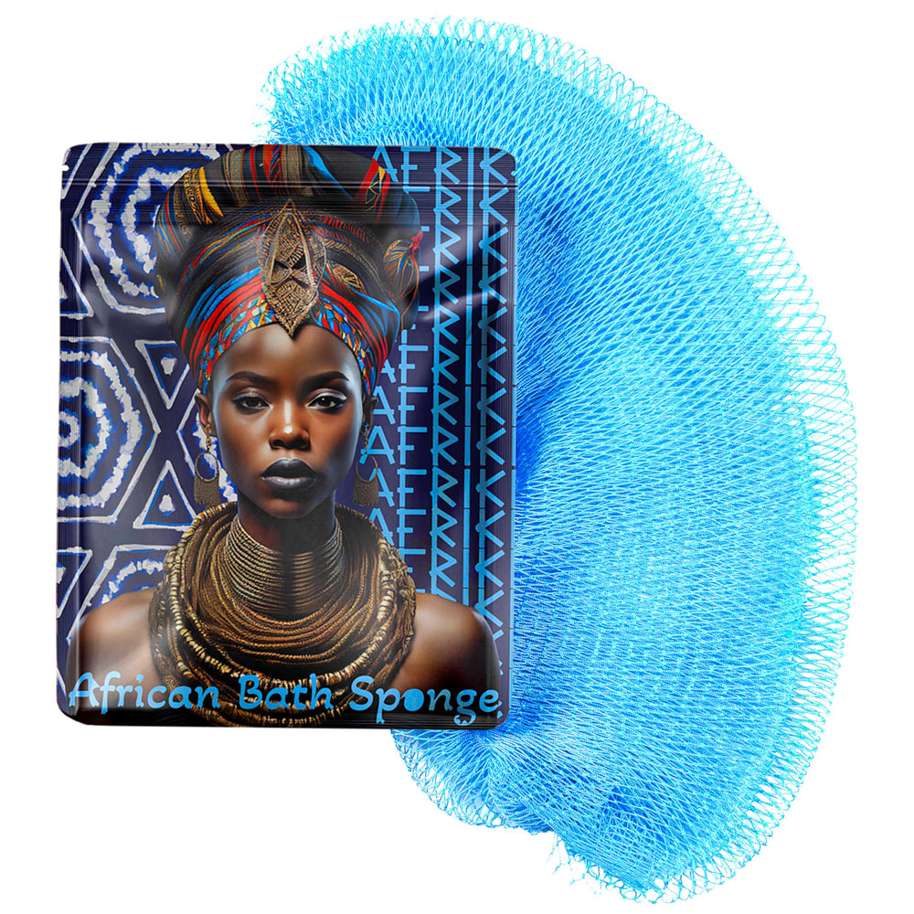 AFRIKI African Net Sponge front view showing long exfoliating reach for all areas