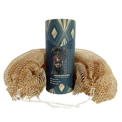AFRIKI esponja de red africana para exfoliar suavemente la piel y prepararla para la hidratación.
