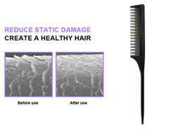 AFT90 3 Teasing Comb closeup of carbon fiber, anti-static surface.