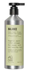 AG Care Balance Apple Cider Vinegar Shampoo bottle demonstrates gentle, sulfate-free cleansing.