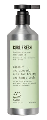 AG Care Curl Fresh bottle with pump demonstrates easy, moisturized curls
