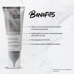 AGE beautiful ayuda a eliminar acumulación mineral y contaminación que descolora el cabello gris.