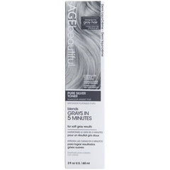 AGE beautiful Pure Silver Demi Liqui-Creme Toner bottle demonstrates fast gray toning and brassiness control.