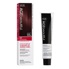 AGE beautiful Liqui Creme dye bottle in 4R dark red brown delivers 100% gray coverage.