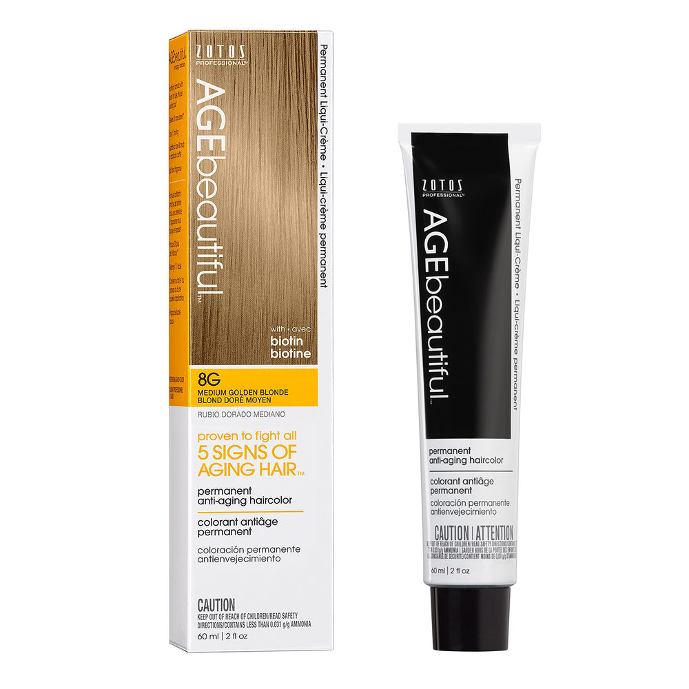 AGEbeautiful bottle pour demonstrates liqui-creme dye for smooth, even gray coverage.