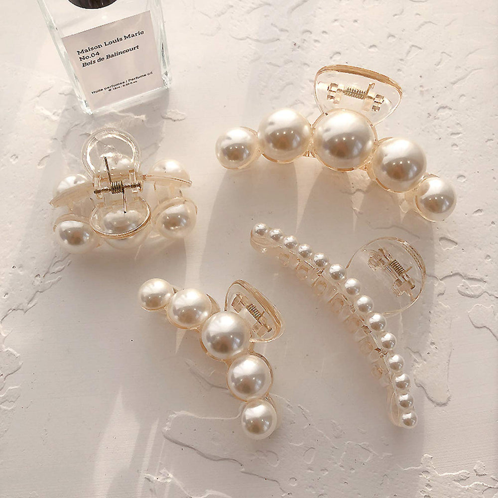 Agirlvct pearl big-size clip secures thick hair for daily styling.