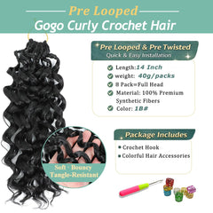Agstgla Gogo Curl pre-twisted 14in crochet hair for easy install.
